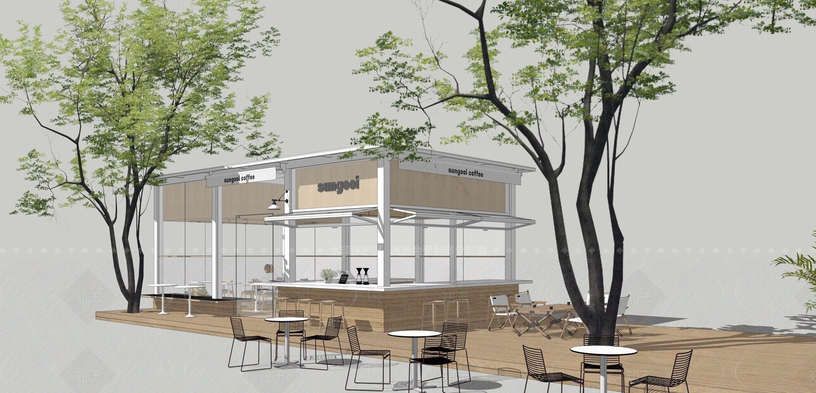 现代咖啡厅SU模型下载【ID:1205402230】