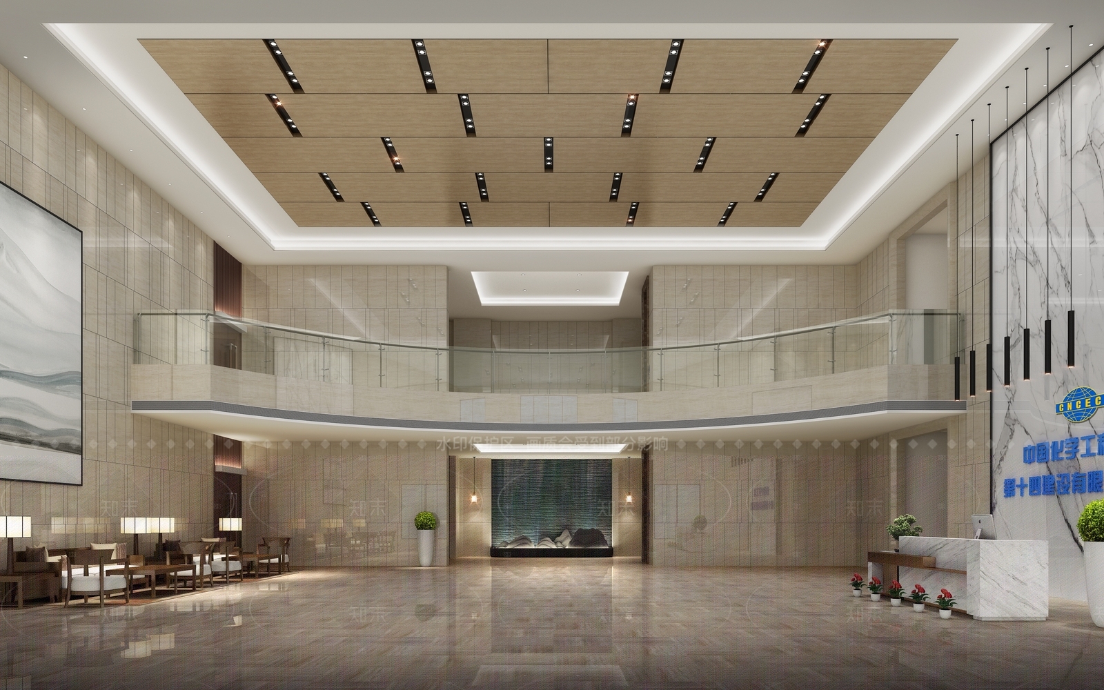 现代办公大厅3D模型下载【ID:1205403192】