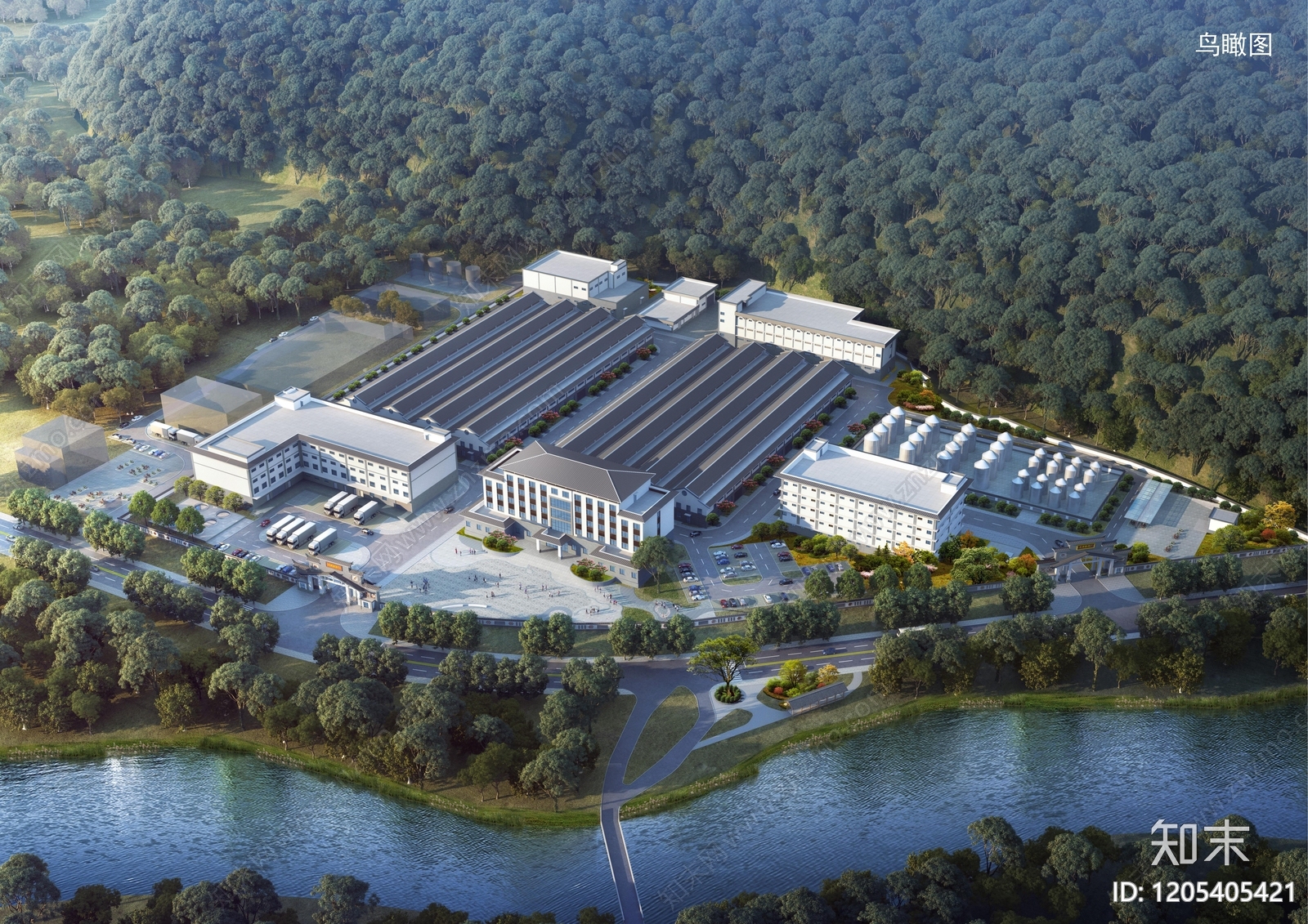 现代新中式厂房建筑下载【ID:1205405421】