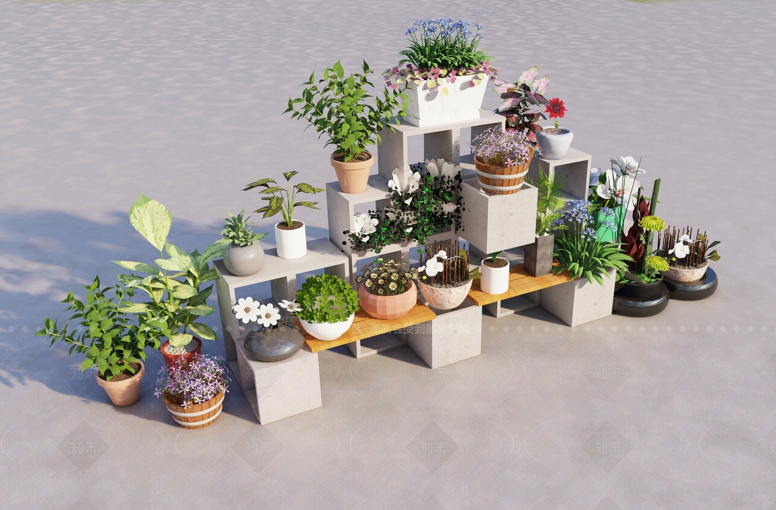 现代简约绿植摆件SU模型下载【ID:1205409994】