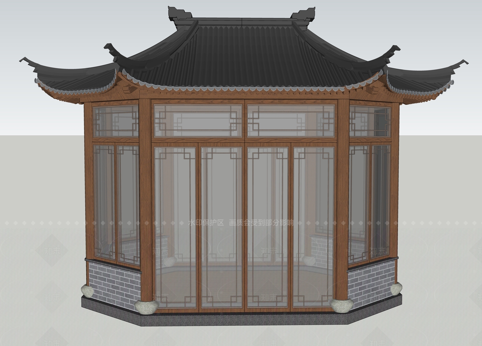 中式新中式亭子SU模型下载【ID:1205410895】