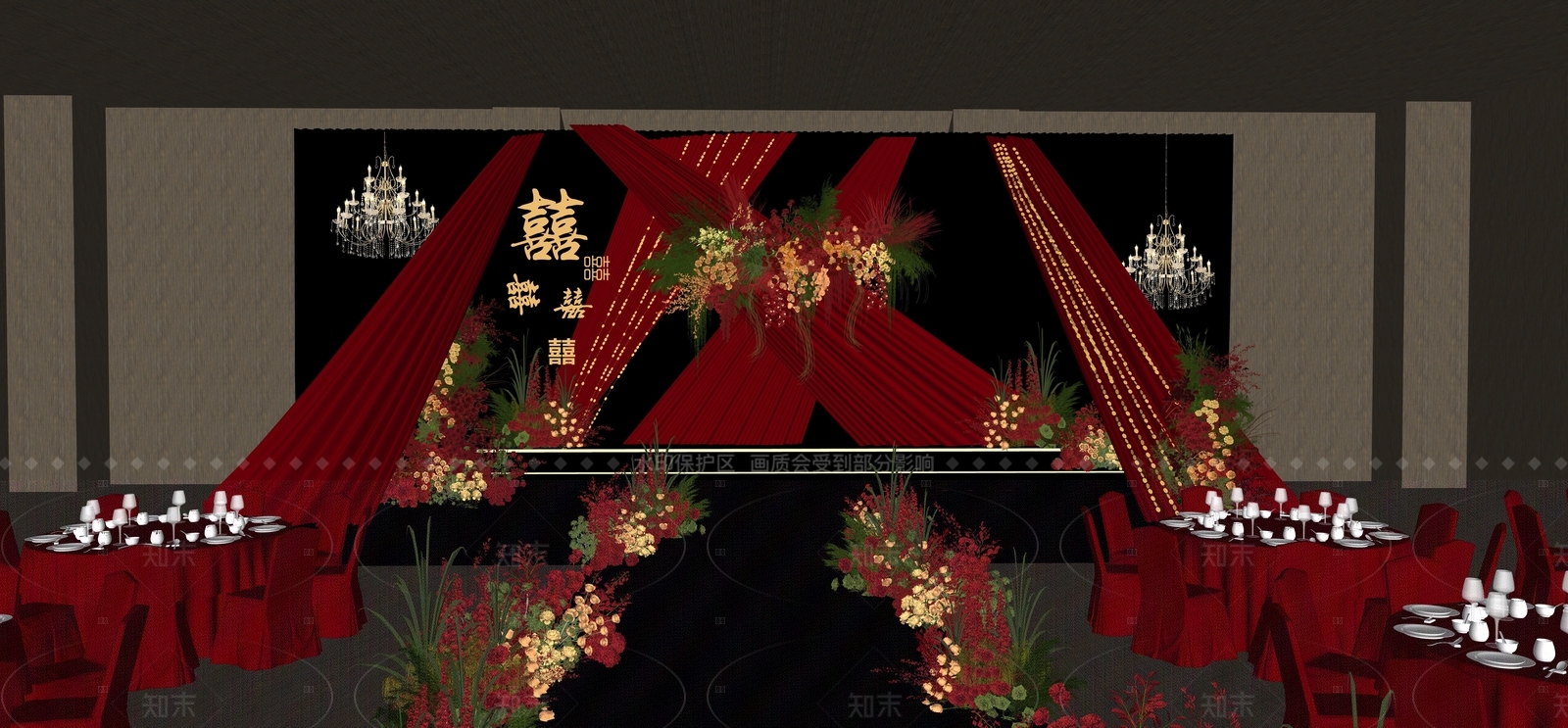 现代宴会厅SU模型下载【ID:1205410968】