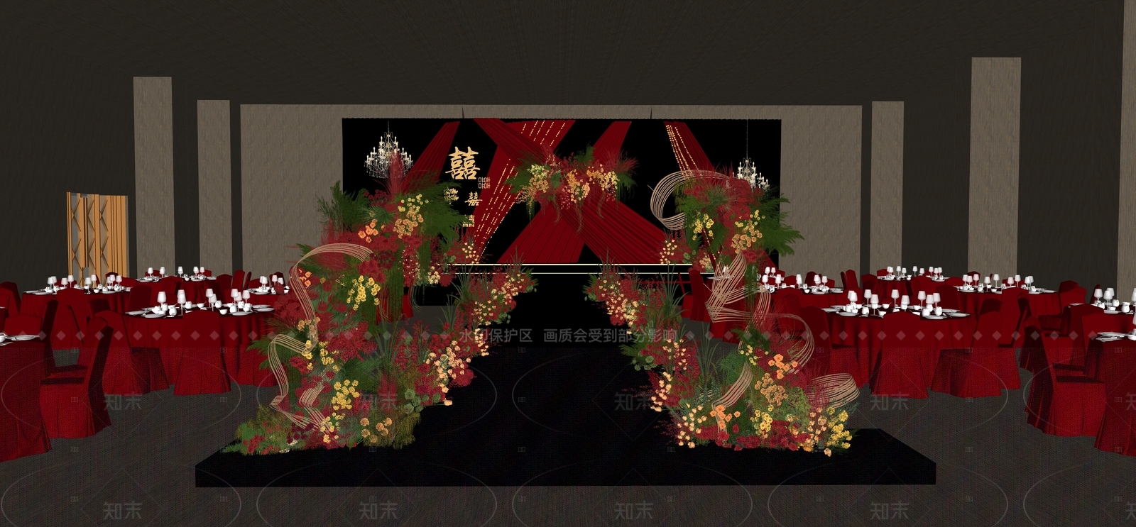 现代宴会厅SU模型下载【ID:1205410968】