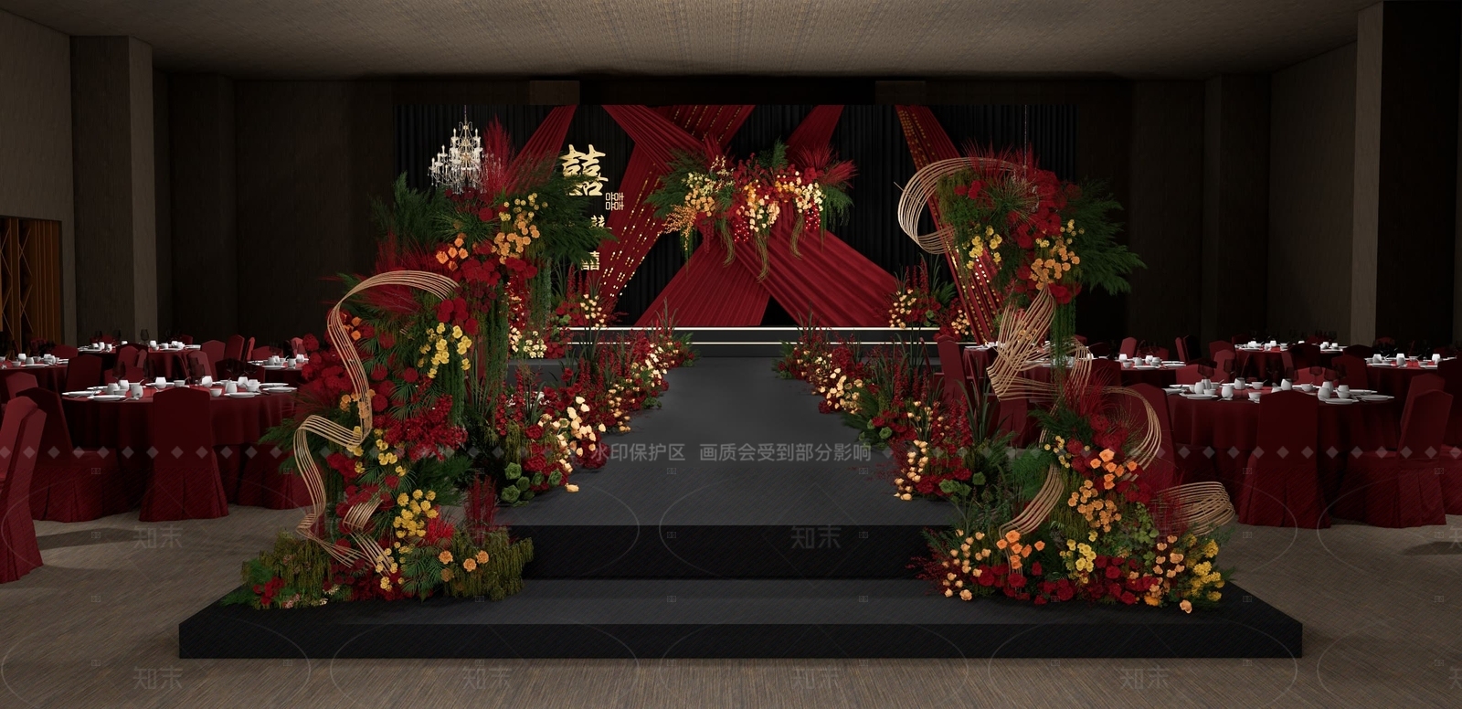 现代宴会厅SU模型下载【ID:1205410968】