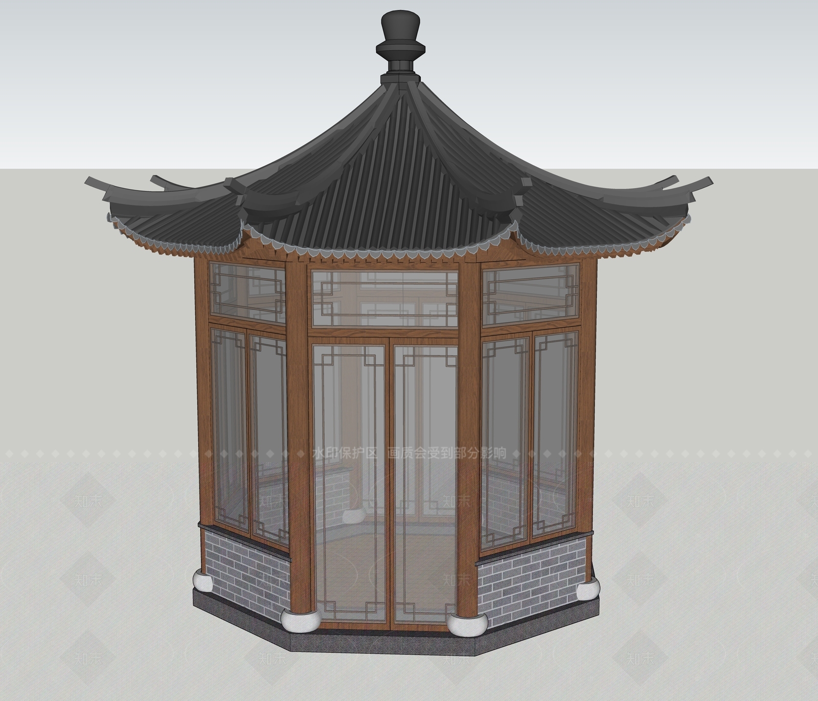 中式新中式亭子SU模型下载【ID:1205410969】