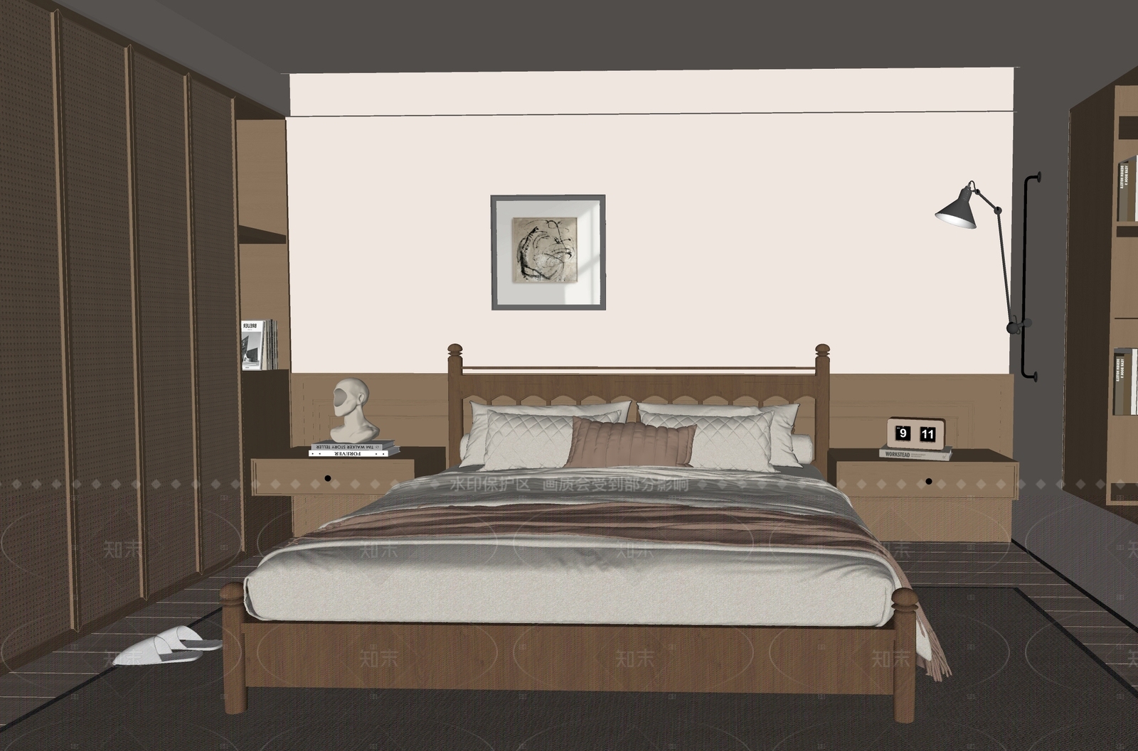 现代中古家居卧室SU模型下载【ID:1205411442】