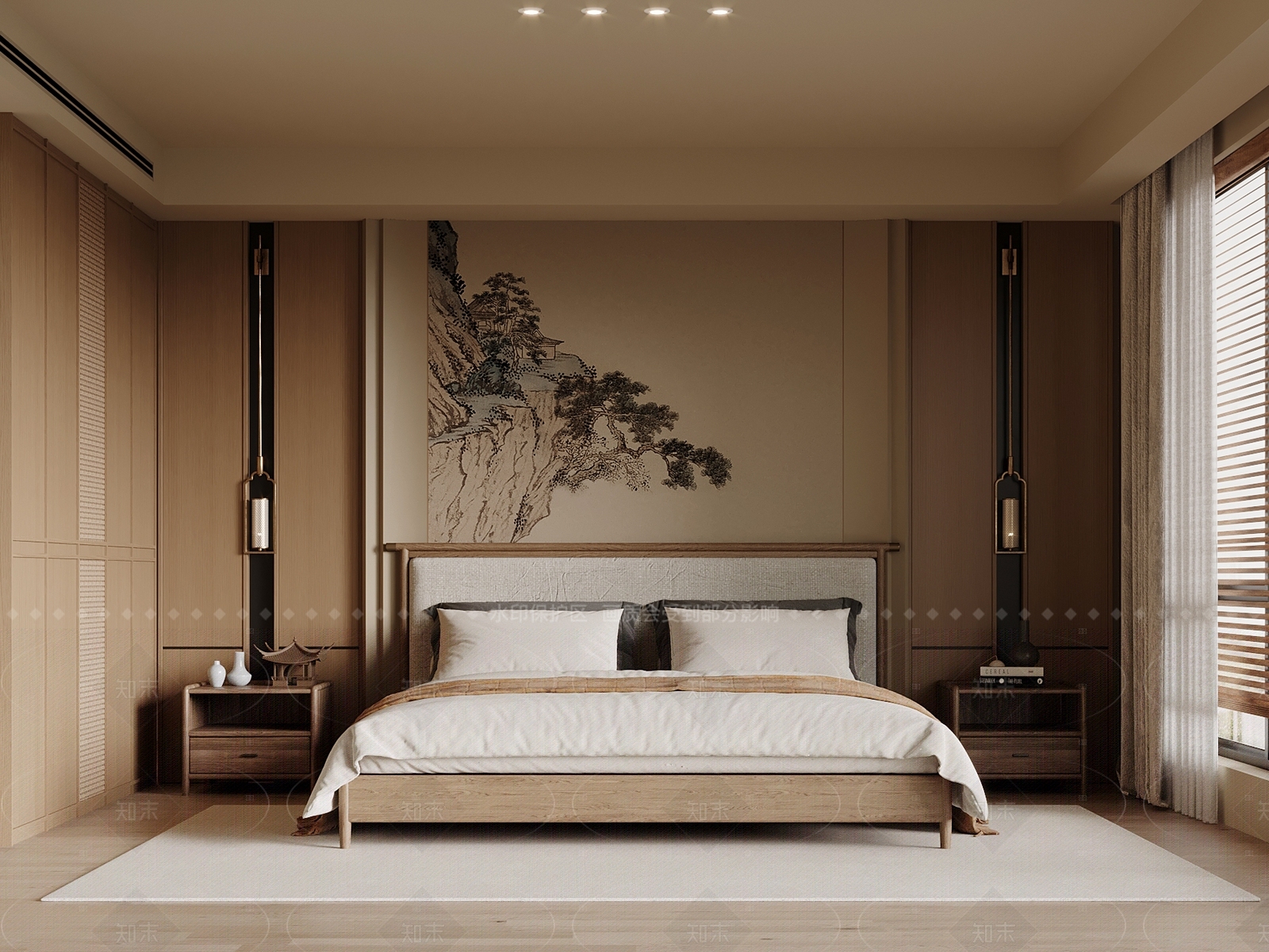 新中式家居卧室SU模型下载【ID:1205411774】