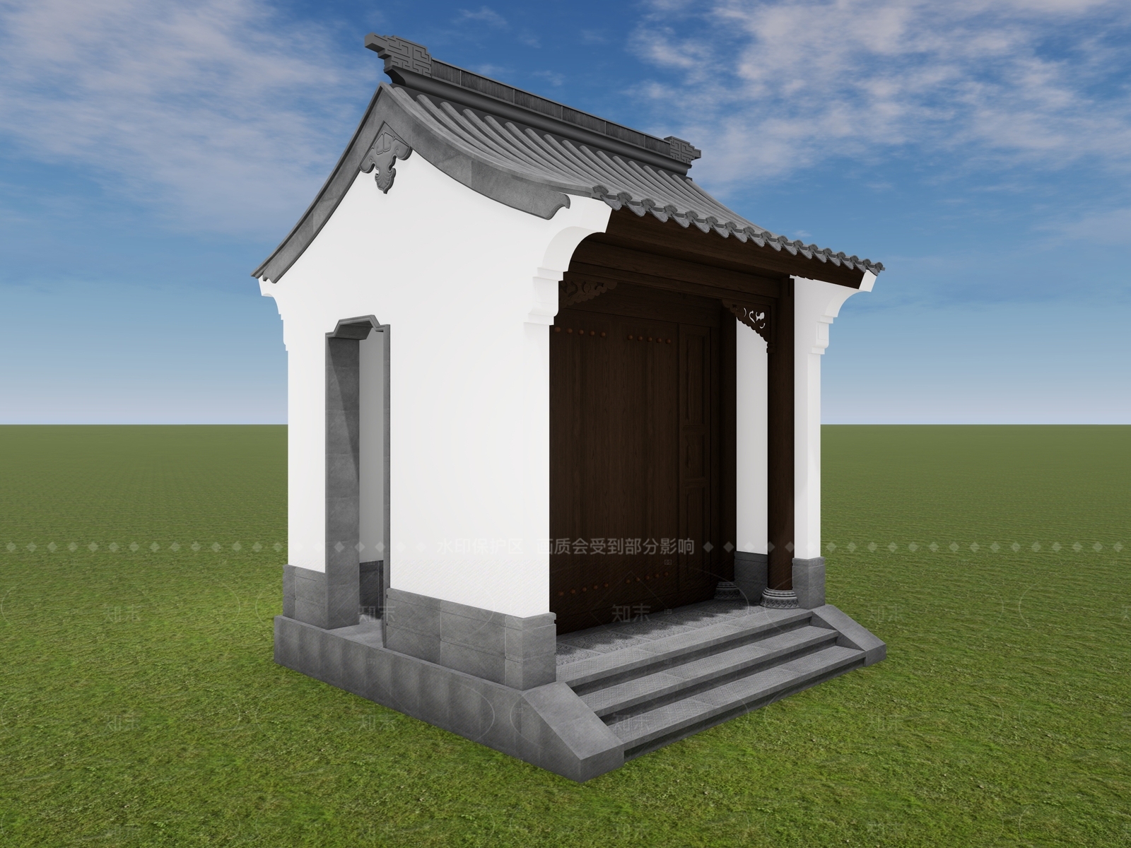中式新中式古建筑SU模型下载【ID:1205412121】
