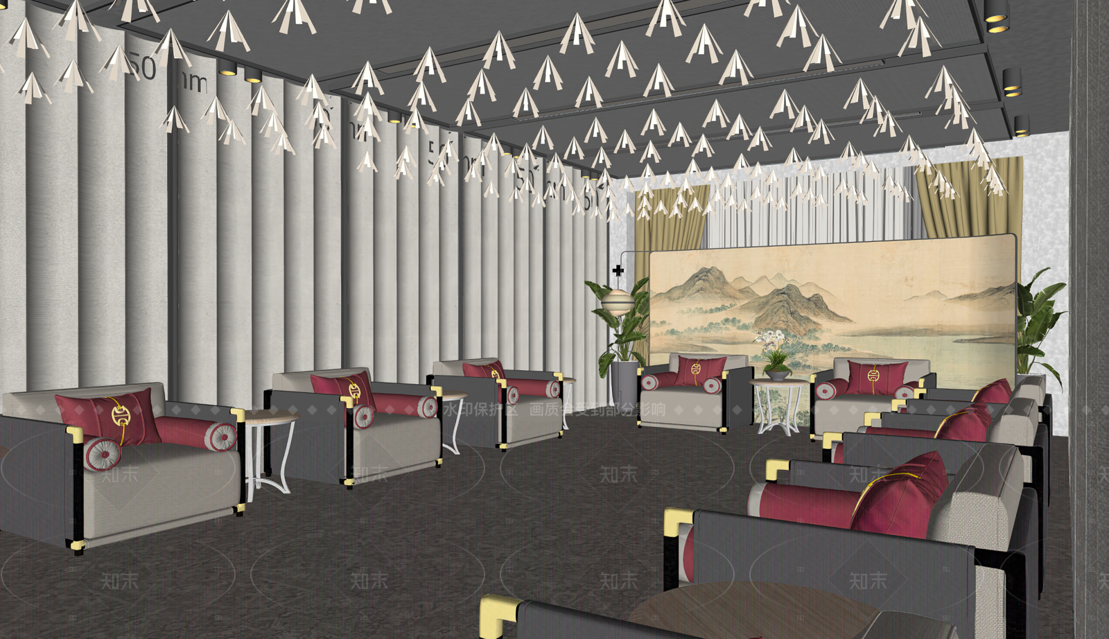 新中式中式其他办公区域SU模型下载【ID:1205413739】