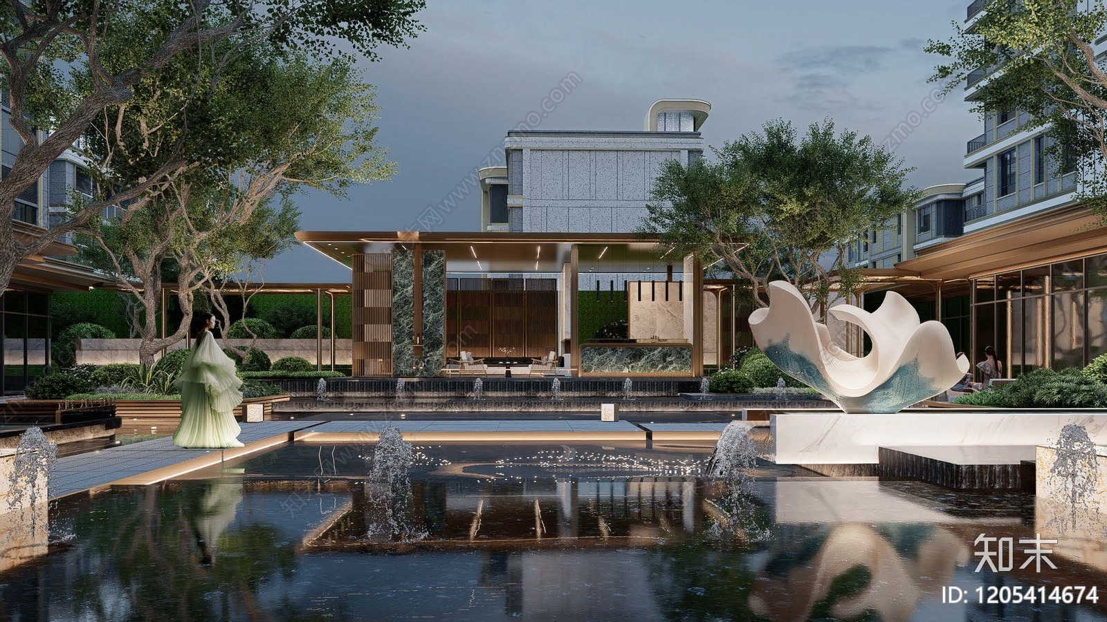 现代轻奢示范区景观下载【ID:1205414674】