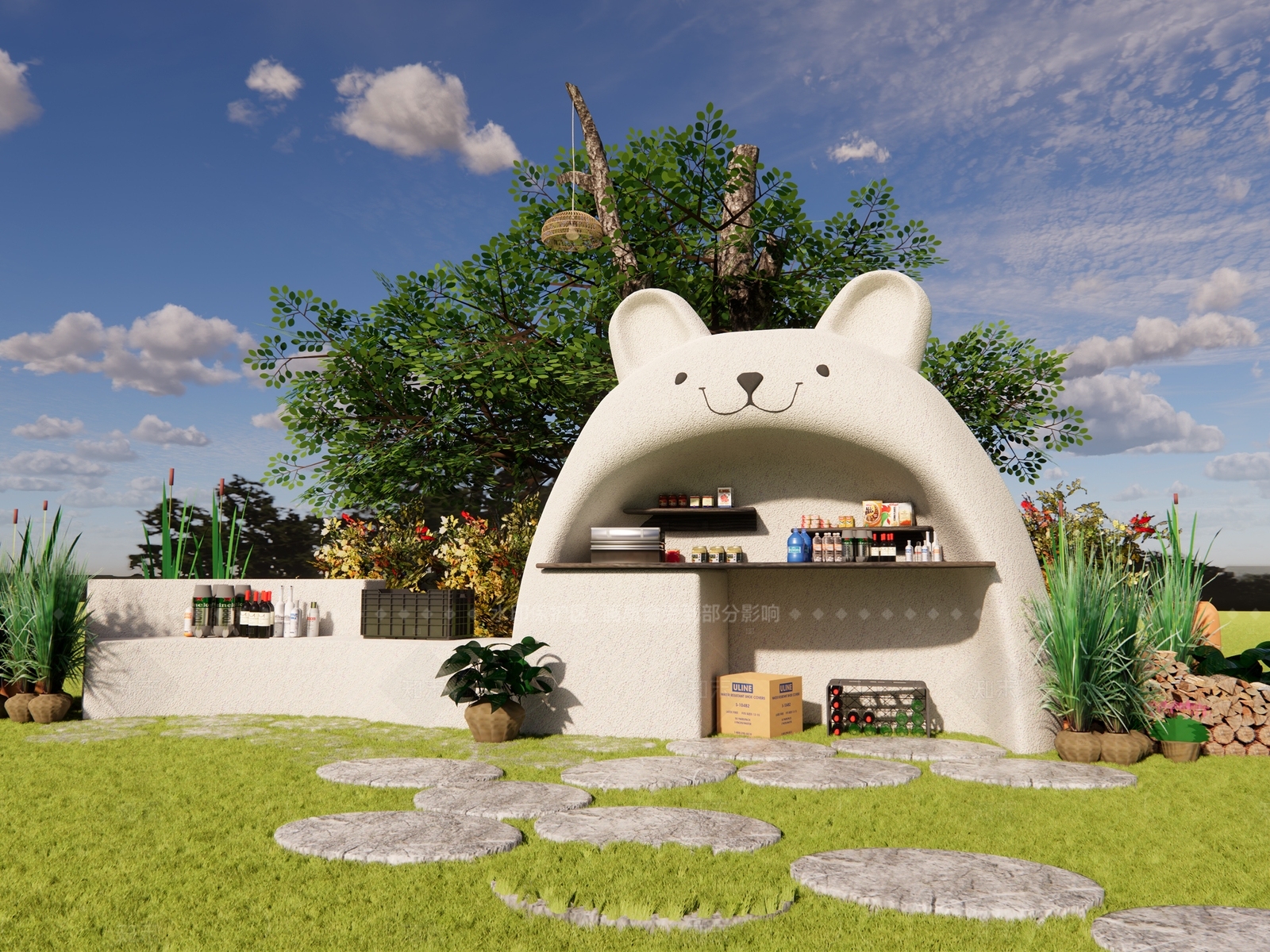 现代简约餐饮建筑SU模型下载【ID:1205451904】
