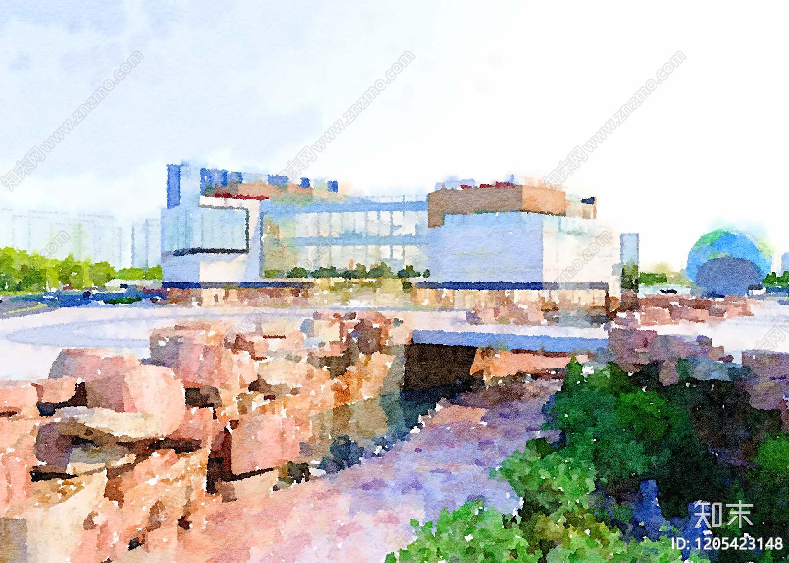 现代商业街区建筑下载【ID:1205423148】