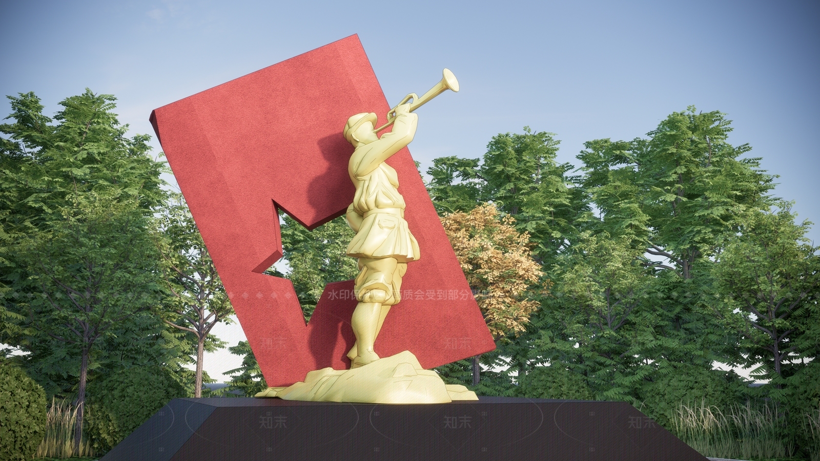 现代新中式雕塑SU模型下载【ID:1205424556】