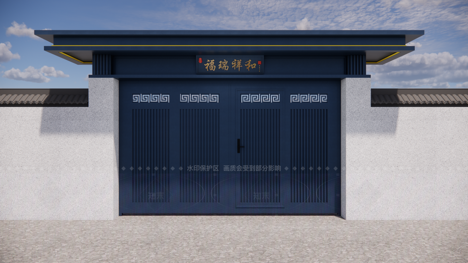 新中式现代大门SU模型下载【ID:1205429234】