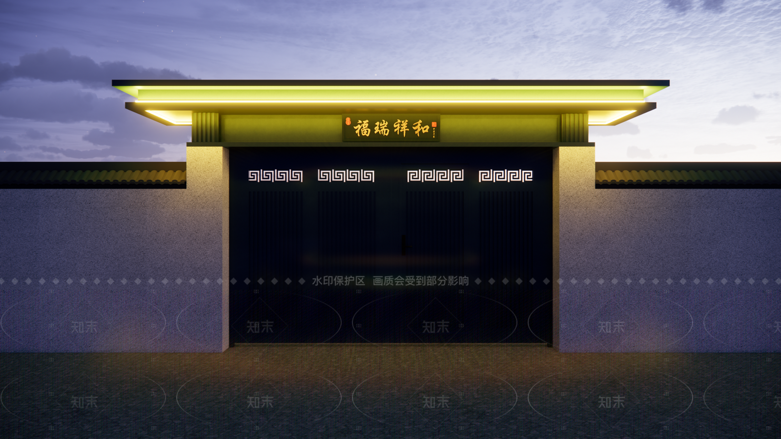 新中式现代大门SU模型下载【ID:1205429234】