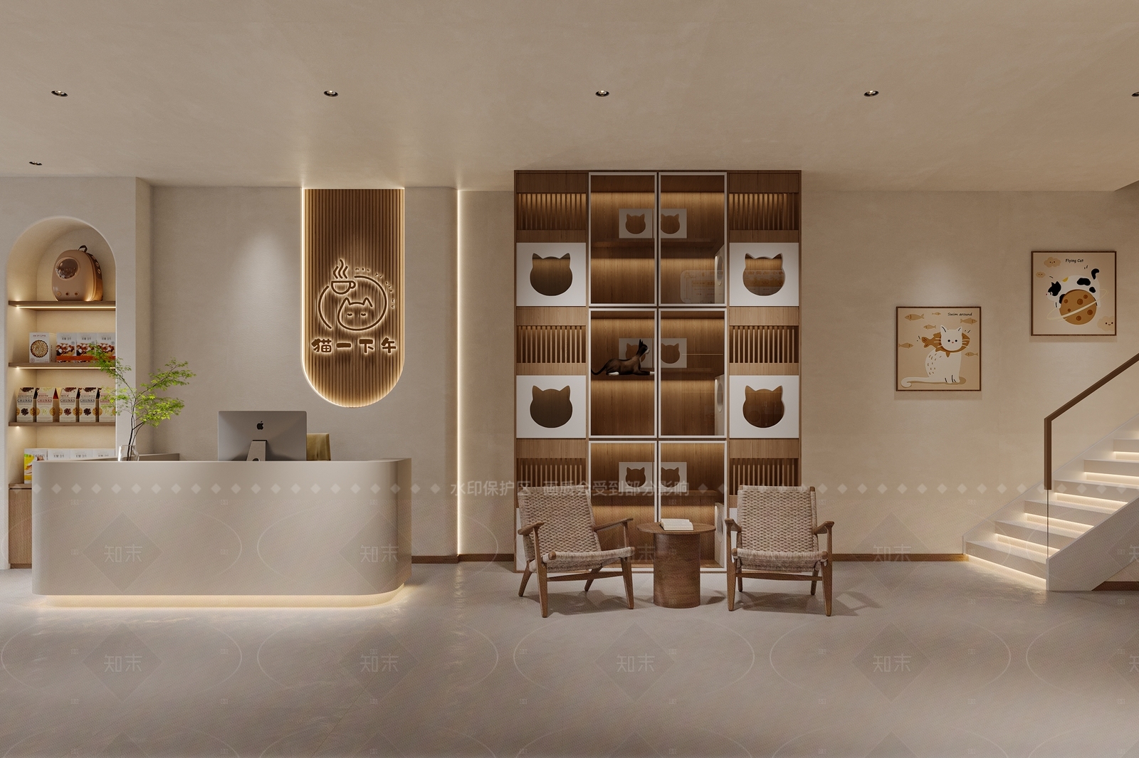 现代奶油宠物店3D模型下载【ID:1205429673】