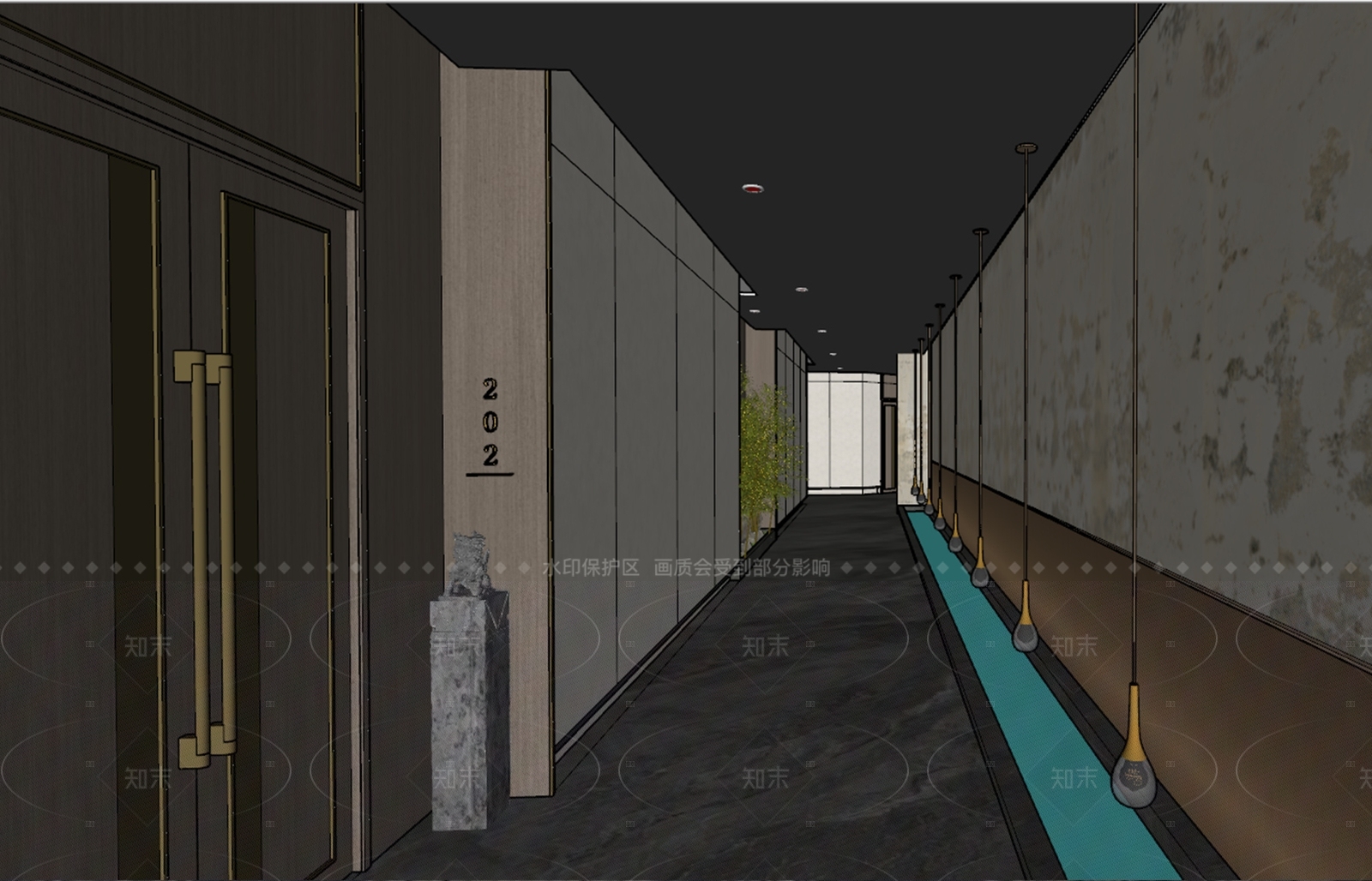 现代新中式会所SU模型下载【ID:1205434458】