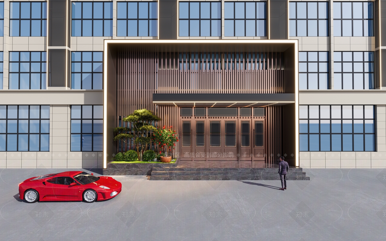 新中式办公大厅3D模型下载【ID:1205435195】