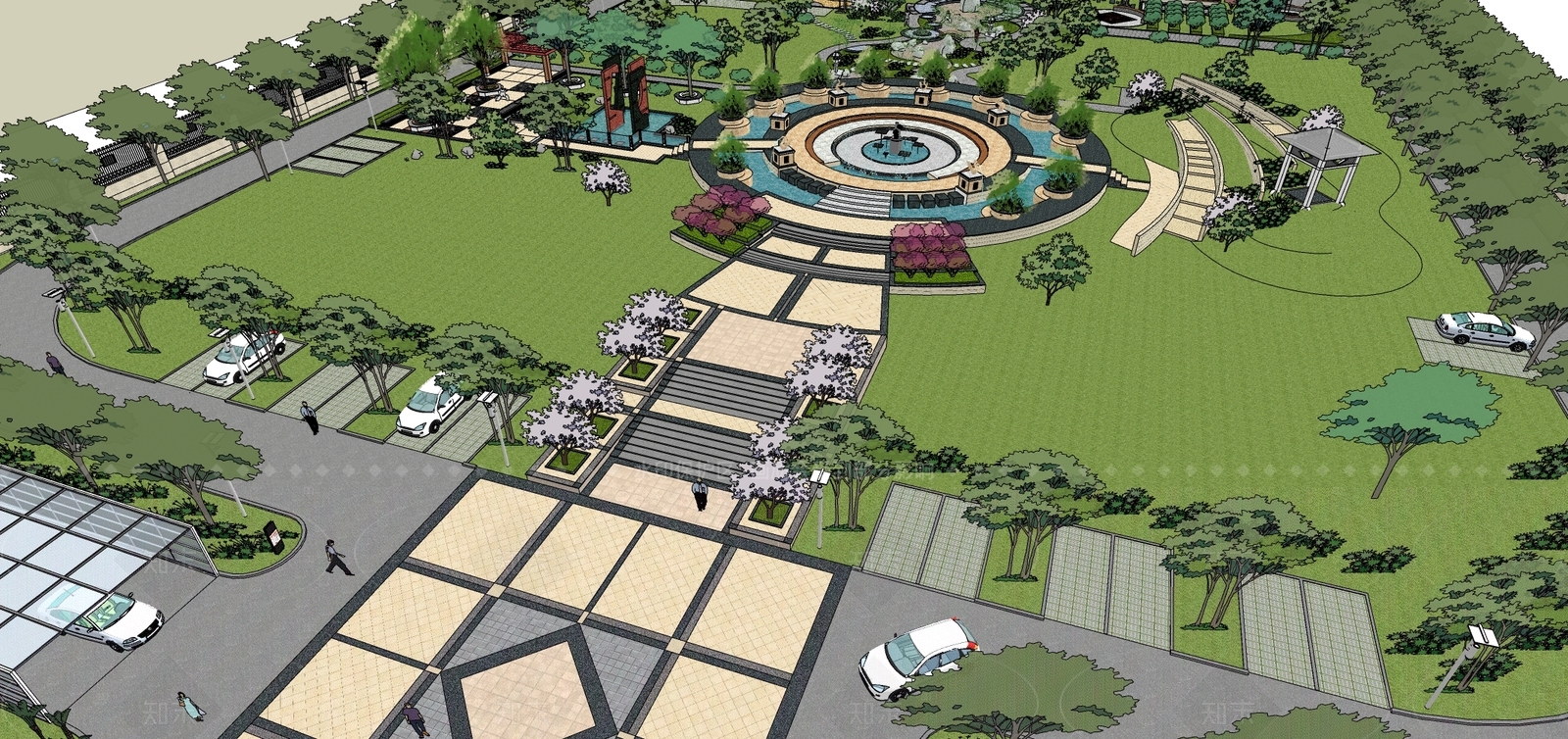 现代小区景观SU模型下载【ID:1205434827】