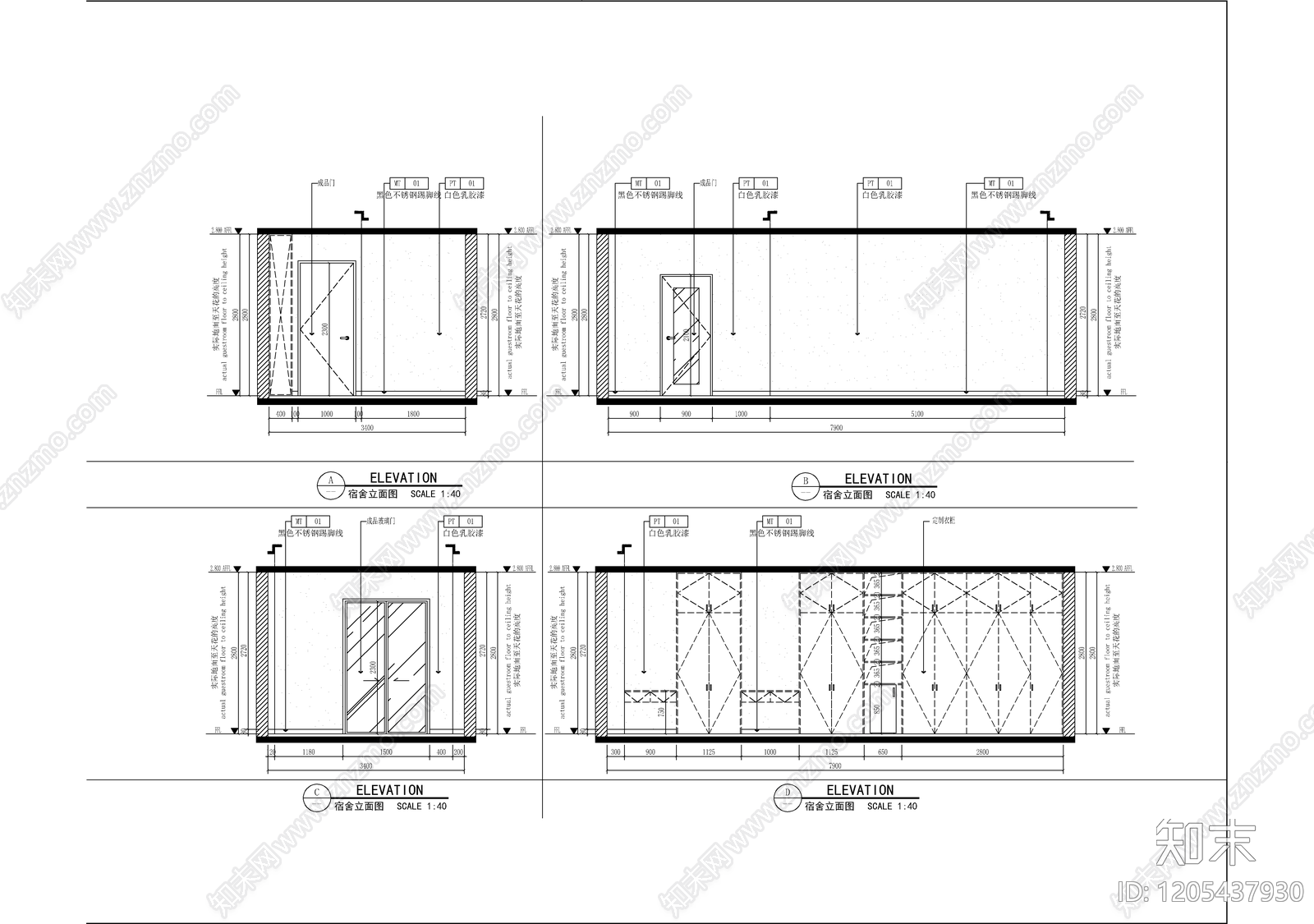 现代开放办公室cad施工图下载【ID:1205437930】