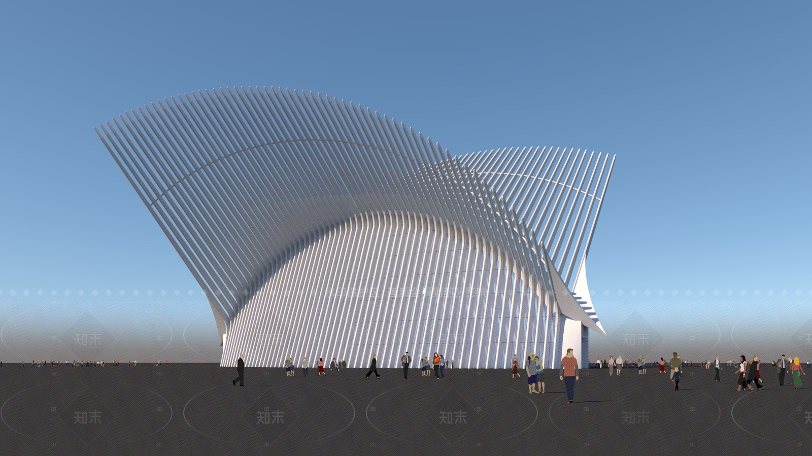 现代火车站SU模型下载【ID:1205438346】