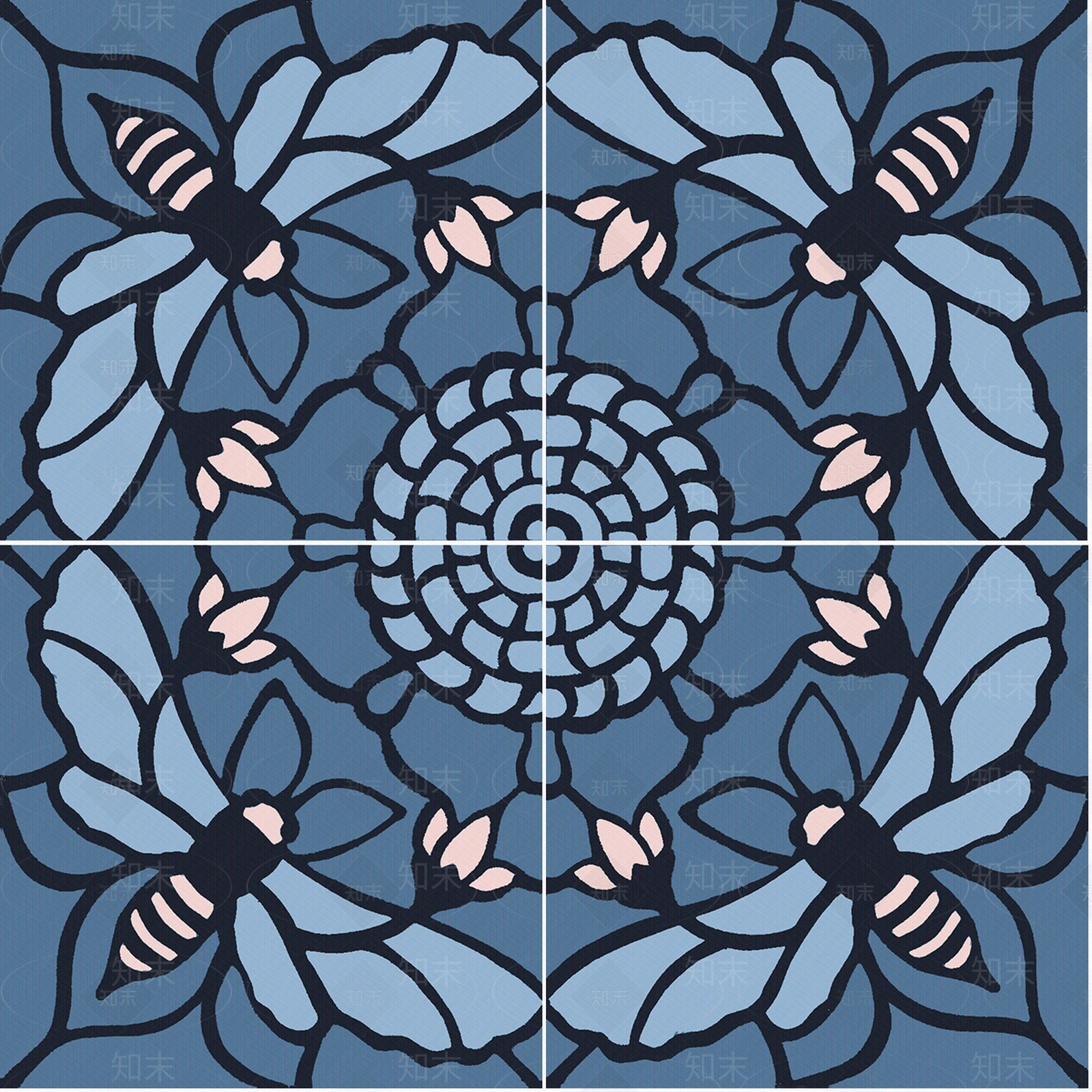 复古法式花纹砖贴图下载【ID:1205440850】