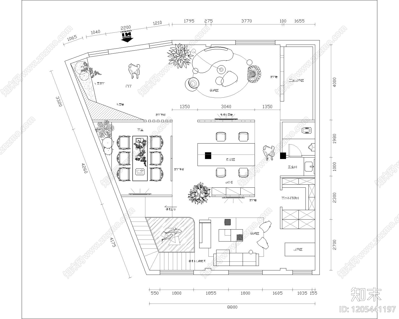 现代整体办公空间cad施工图下载【ID:1205441197】