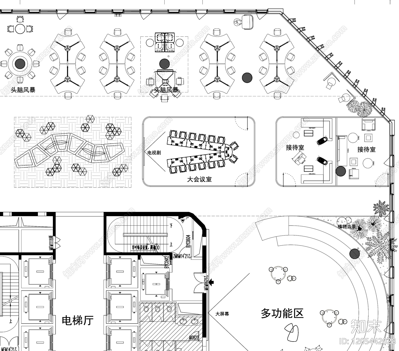 现代整体办公空间cad施工图下载【ID:1205442028】