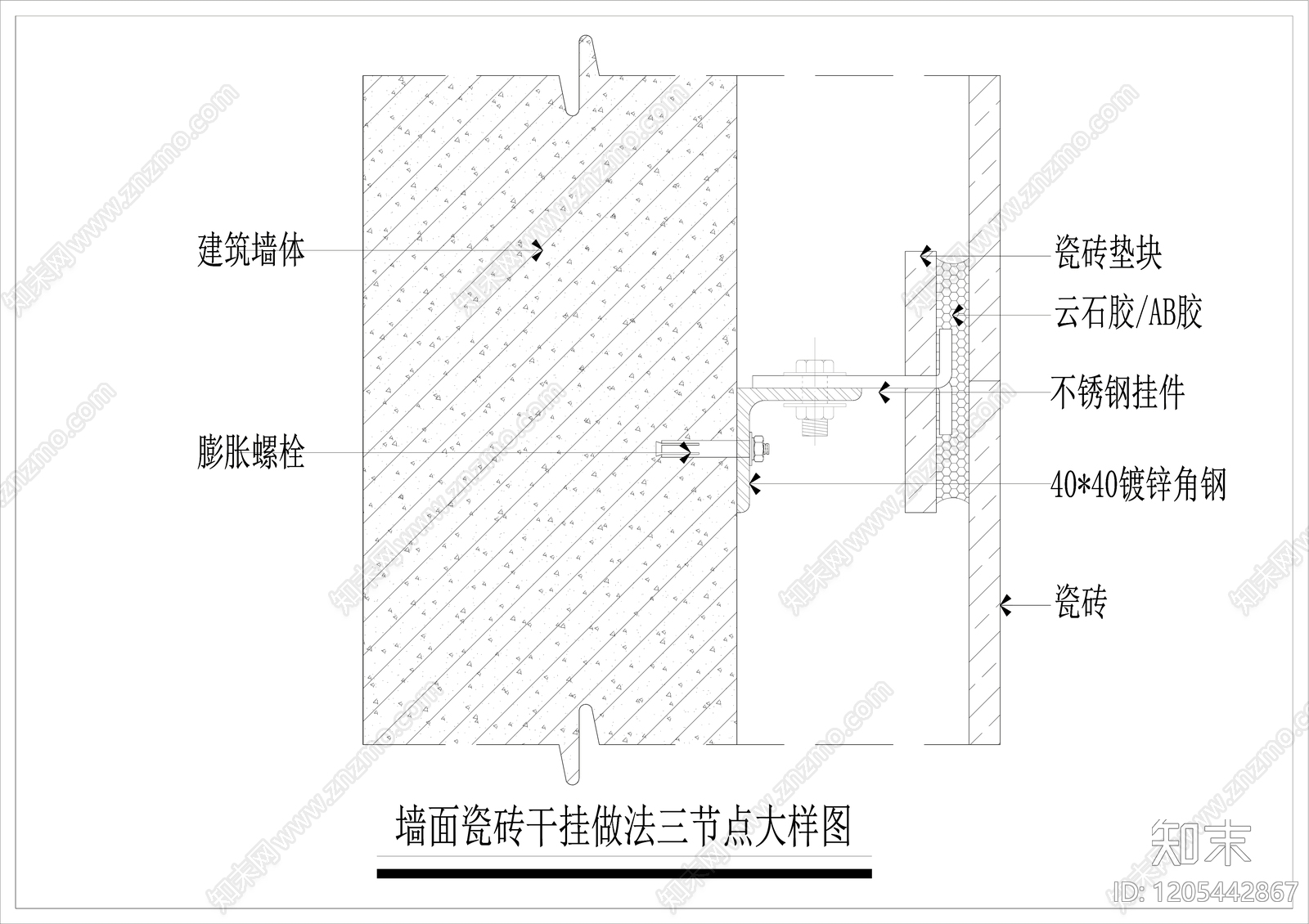 墙面节点cad施工图下载【ID:1205442867】