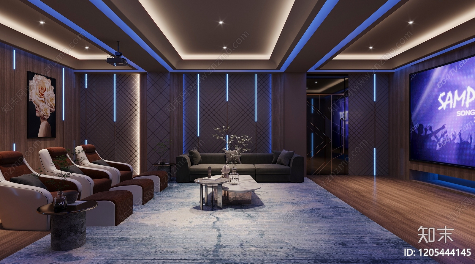现代影音室施工图下载【ID:1205444145】