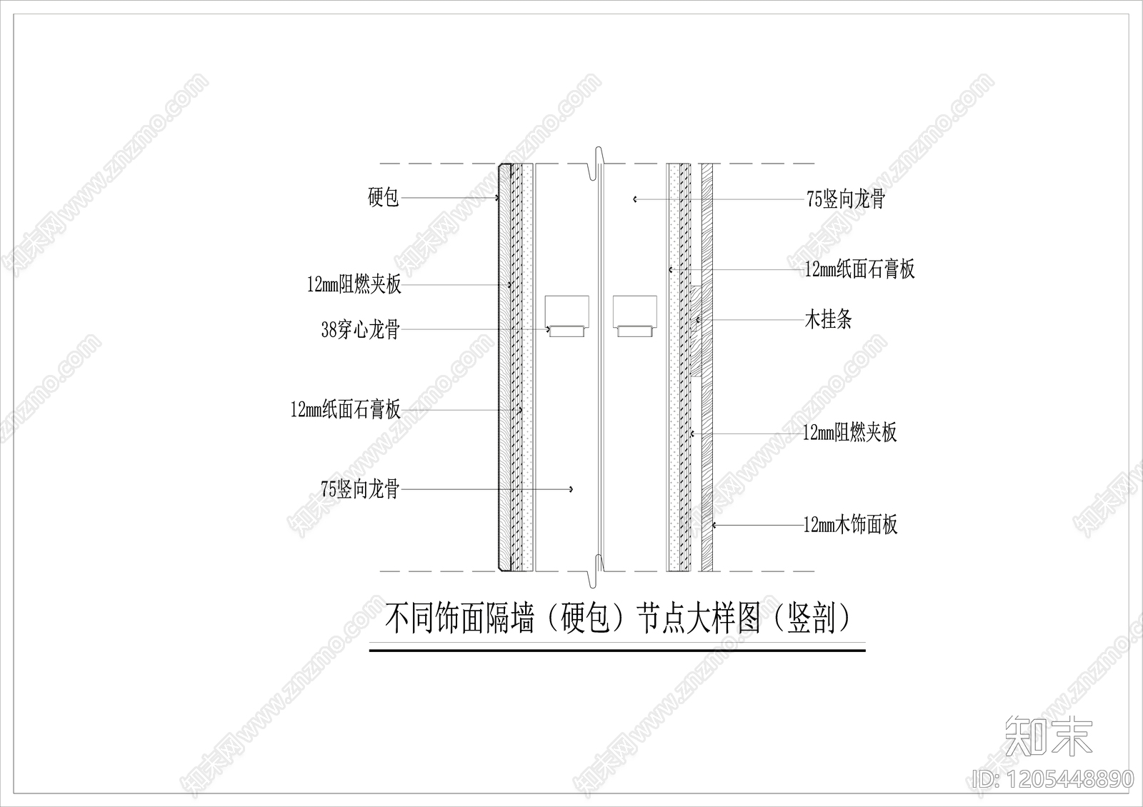 墙面节点cad施工图下载【ID:1205448890】