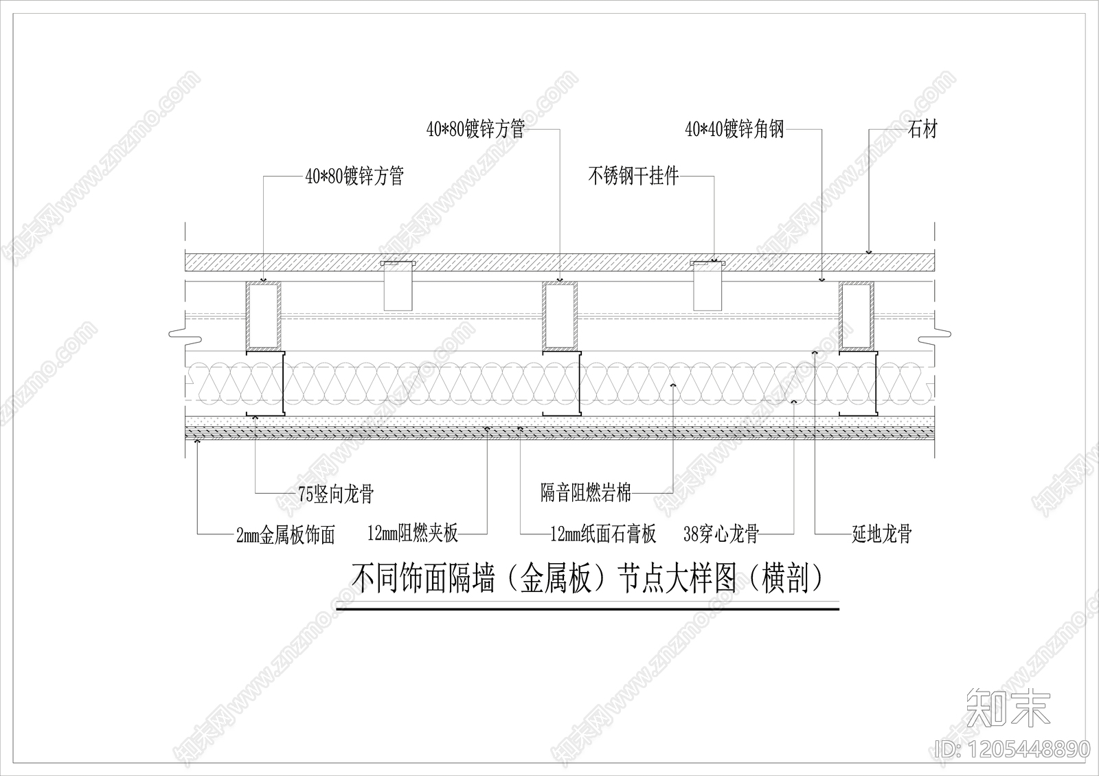 墙面节点cad施工图下载【ID:1205448890】