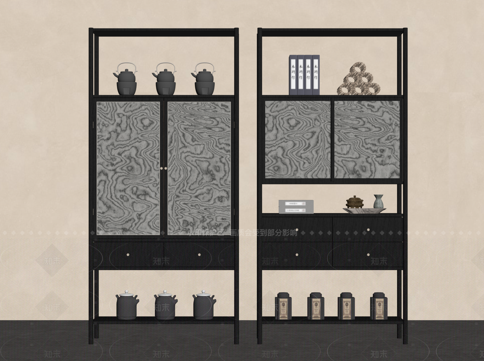 新中式博古架SU模型下载【ID:1205450401】
