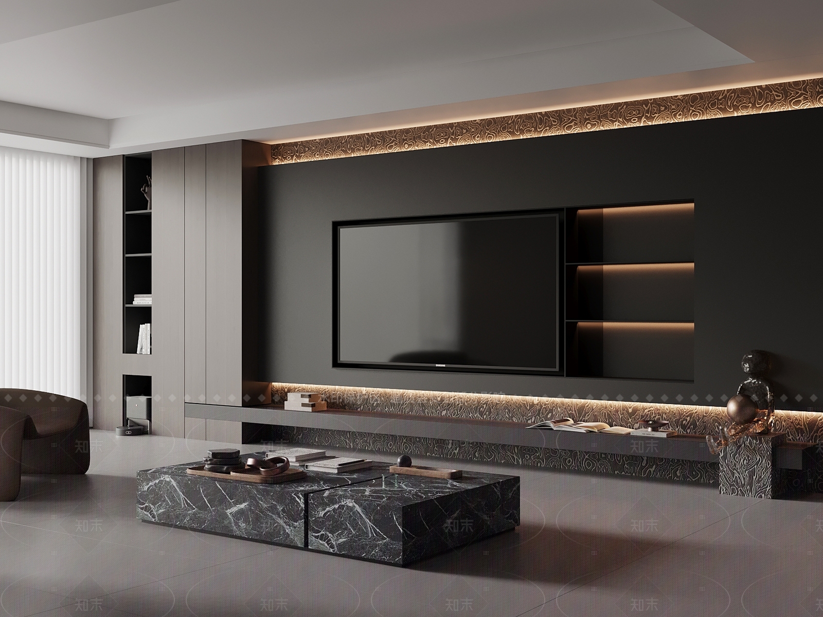 现代电视背景墙3D模型下载【ID:1205609095】