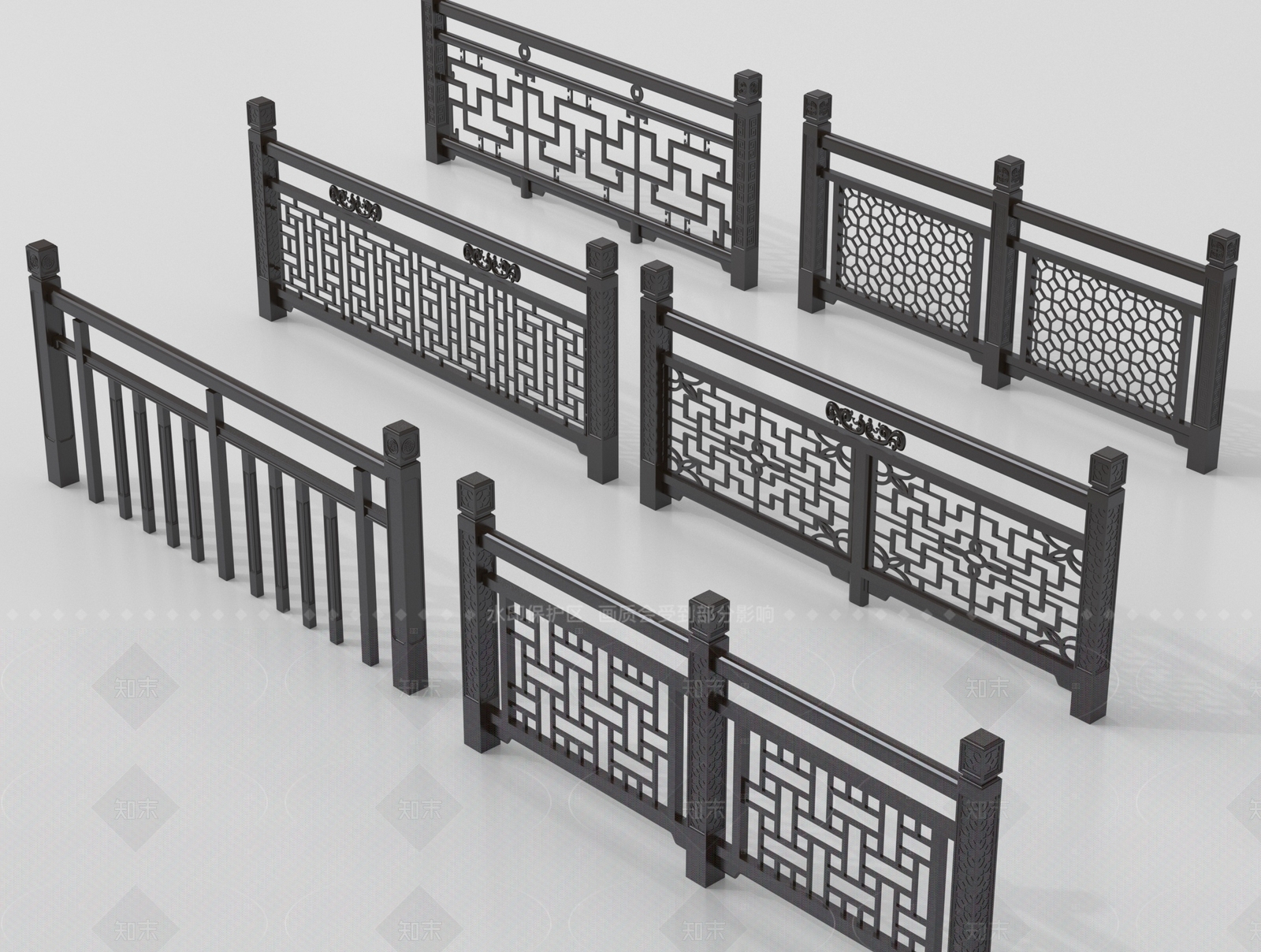 中式栏杆3D模型下载【ID:1205451745】