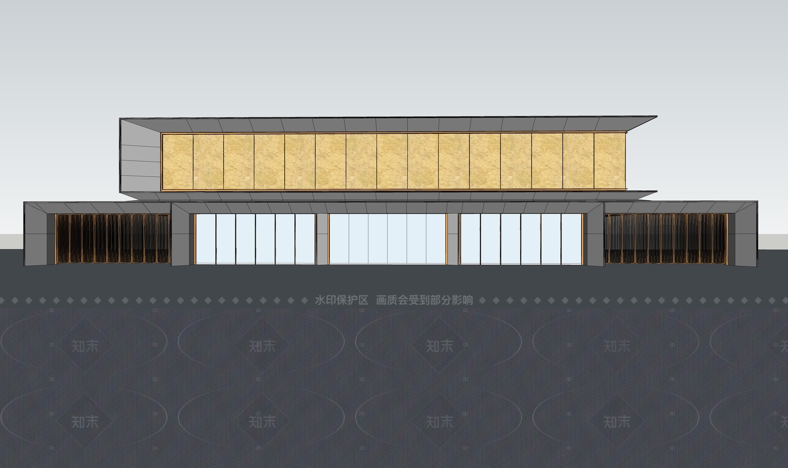现代售楼处建筑SU模型下载【ID:1205454019】