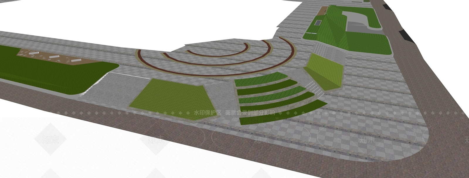 现代轻奢广场景观SU模型下载【ID:1205454733】