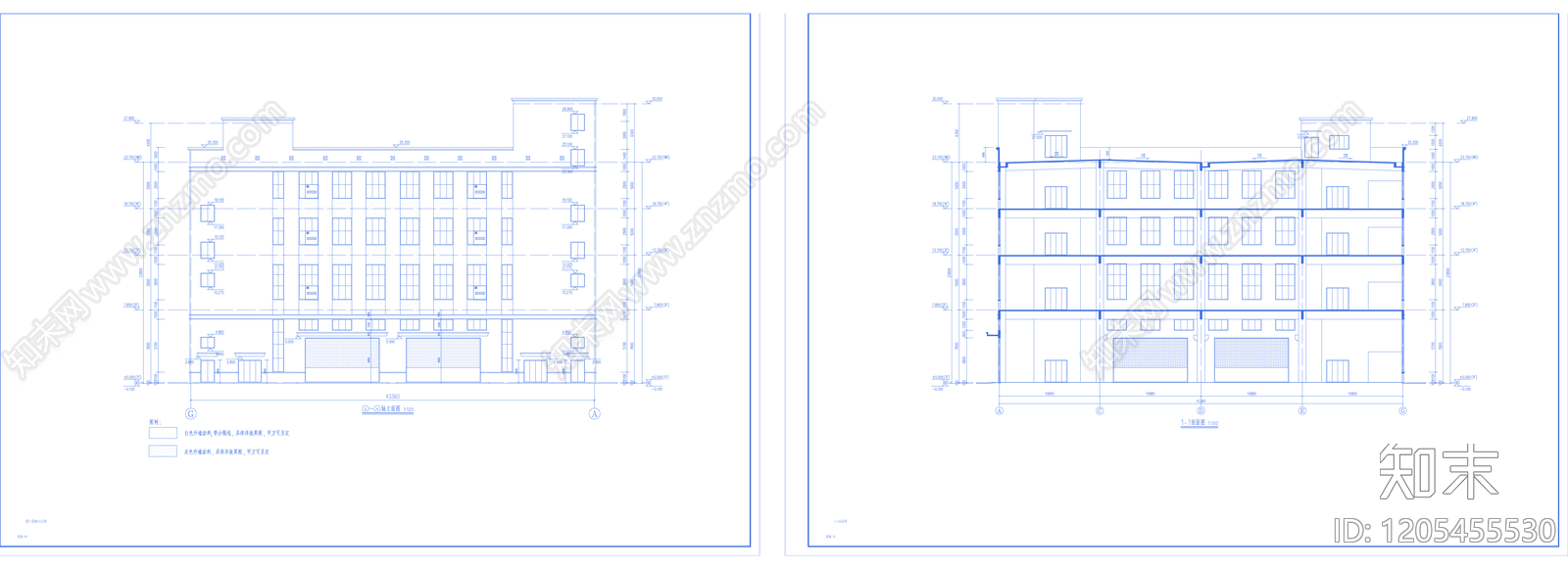 现代办公楼建筑cad施工图下载【ID:1205455530】