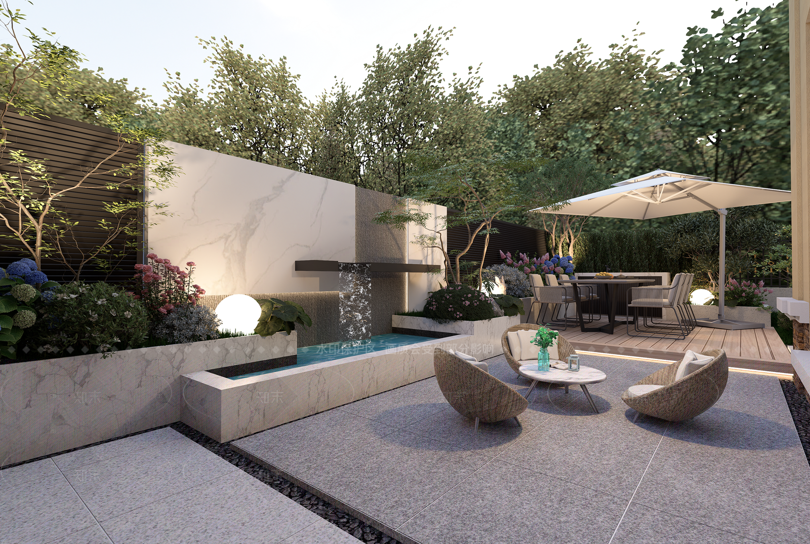现代简约别墅庭院SU模型下载【ID:1205458323】