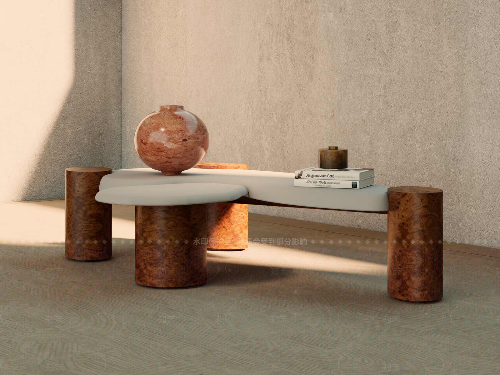 复古中古茶几SU模型下载【ID:1205458668】