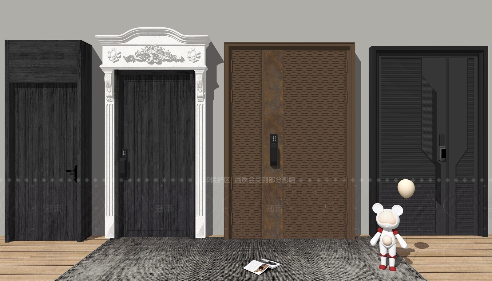 法式美式双开门SU模型下载【ID:1205513768】