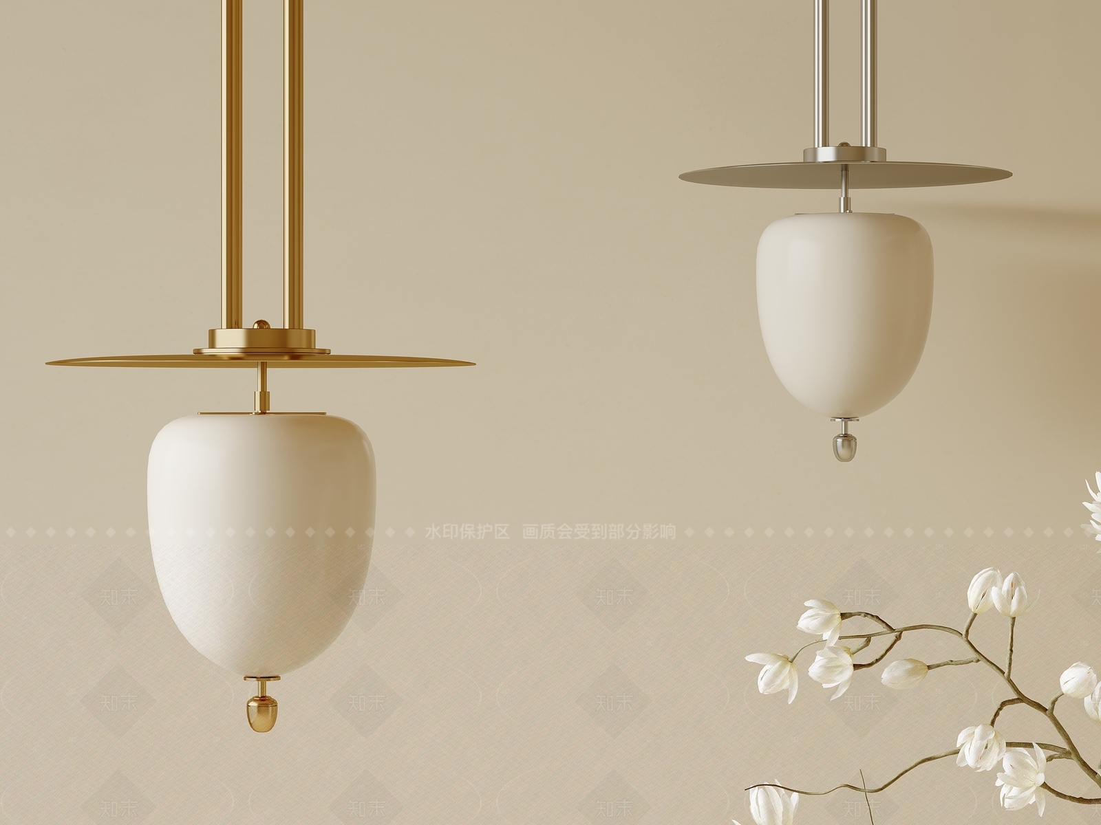 意式奶油吧台吊灯3D模型下载【ID:1205464420】