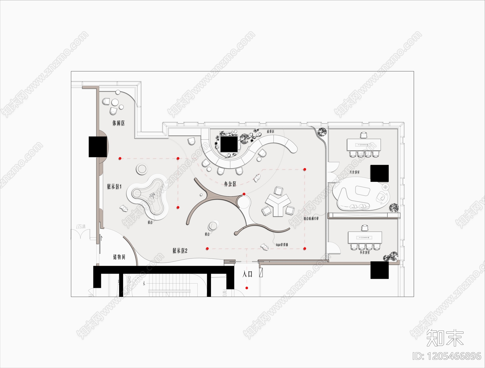 现代独立办公室cad施工图下载【ID:1205466896】