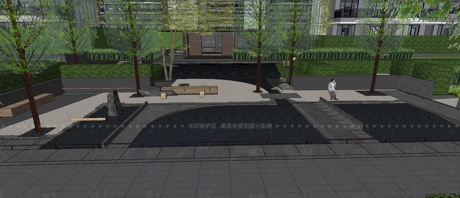 现代小区景观SU模型下载【ID:1205468781】
