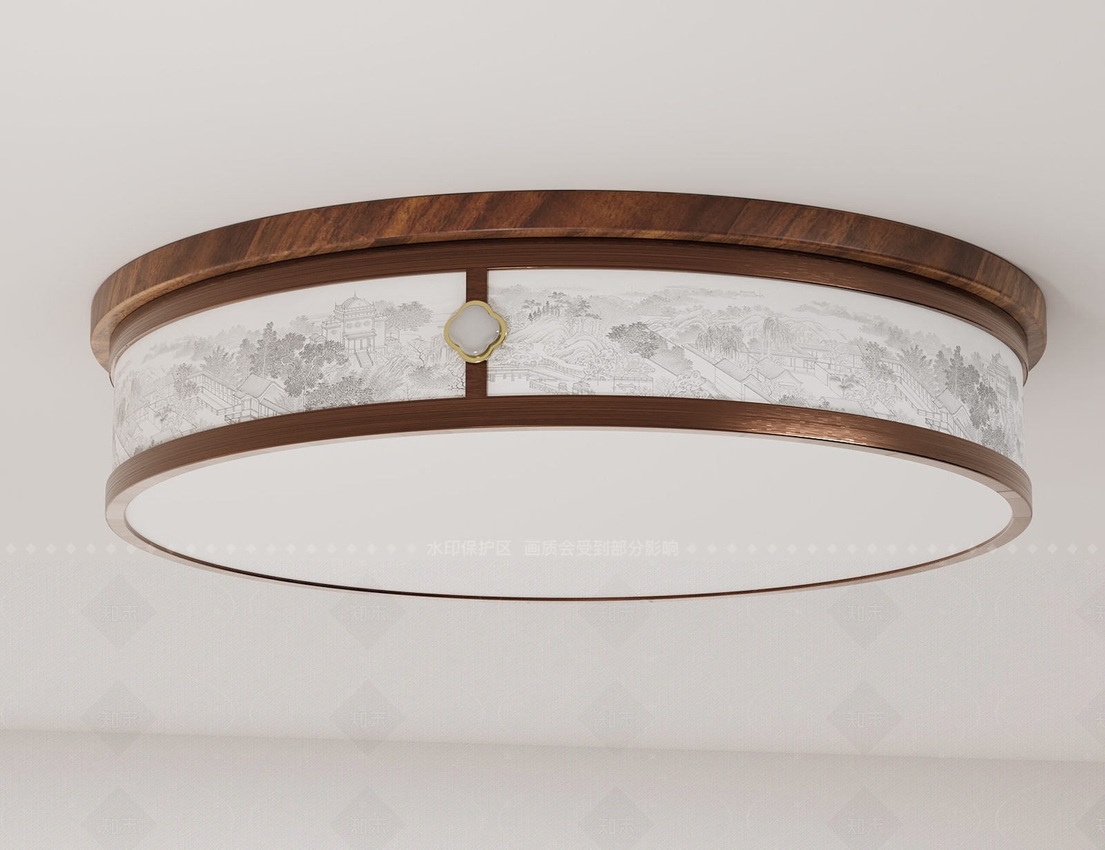 新中式中古吸顶灯3D模型下载【ID:1205468989】