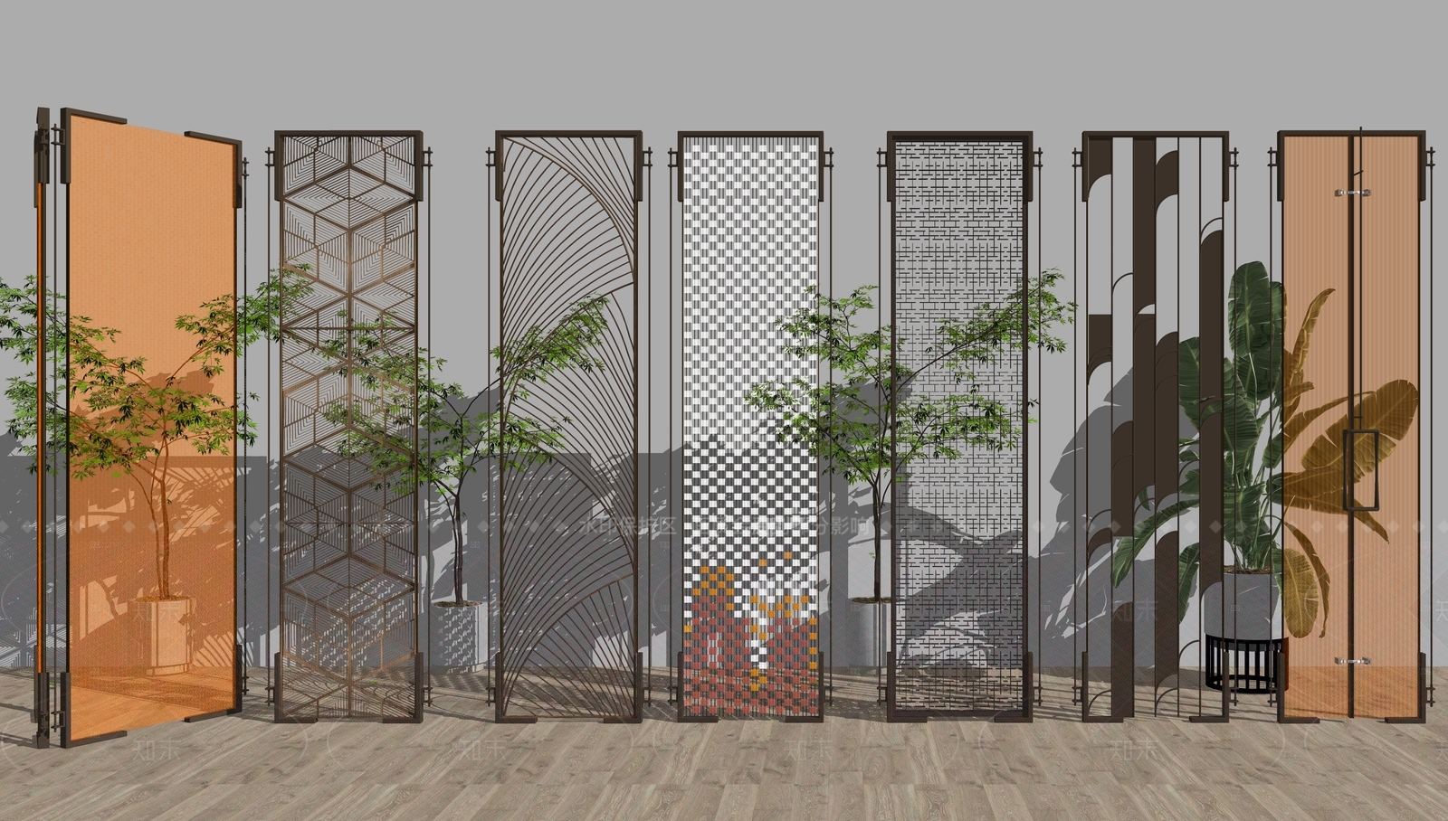 轻奢简约屏风SU模型下载【ID:1205513665】