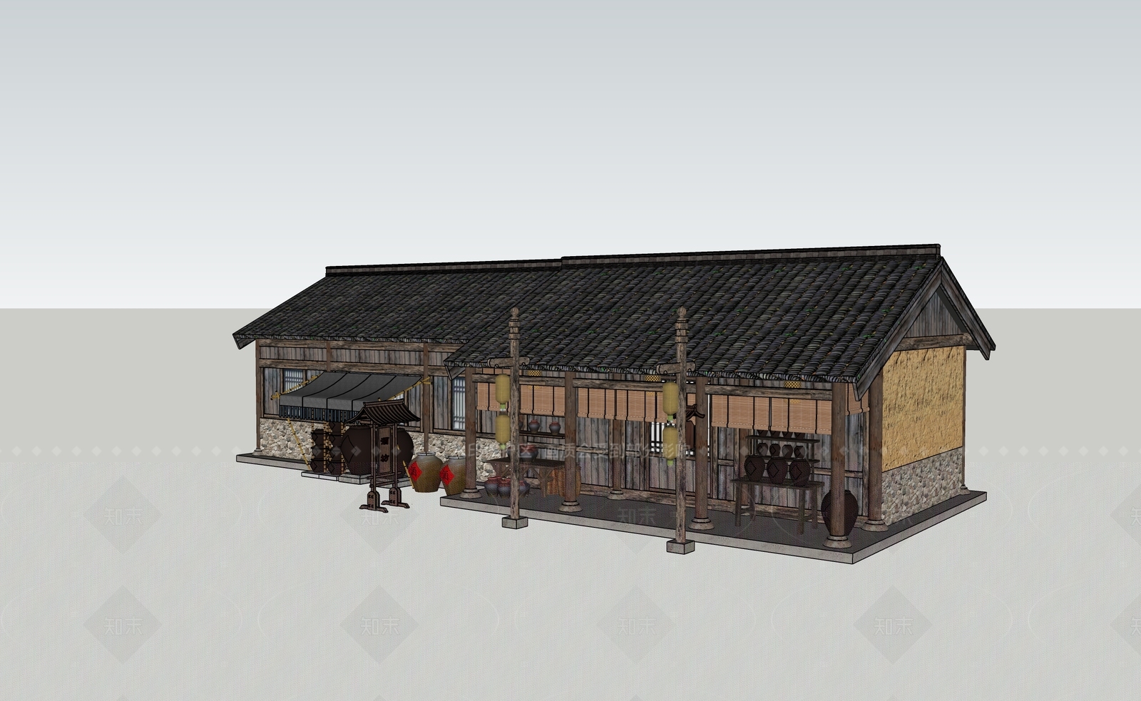 中式古建筑SU模型下载【ID:1205482006】
