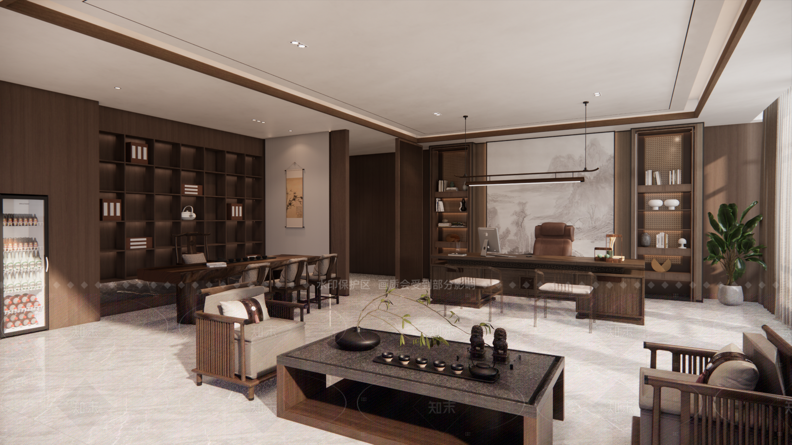 中式新中式经理办公室SU模型下载【ID:1205489135】