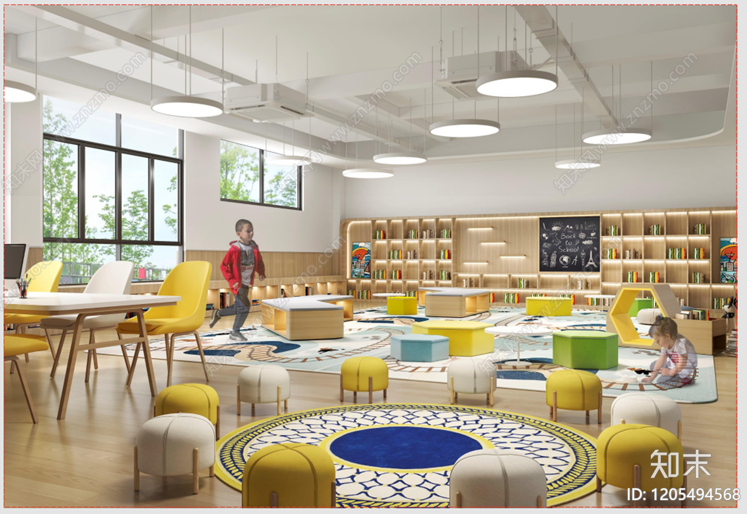 现代简约幼儿园cad施工图下载【ID:1205494568】