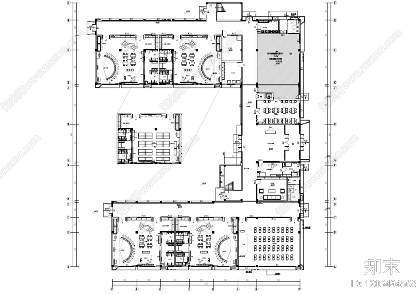 现代简约幼儿园cad施工图下载【ID:1205494568】